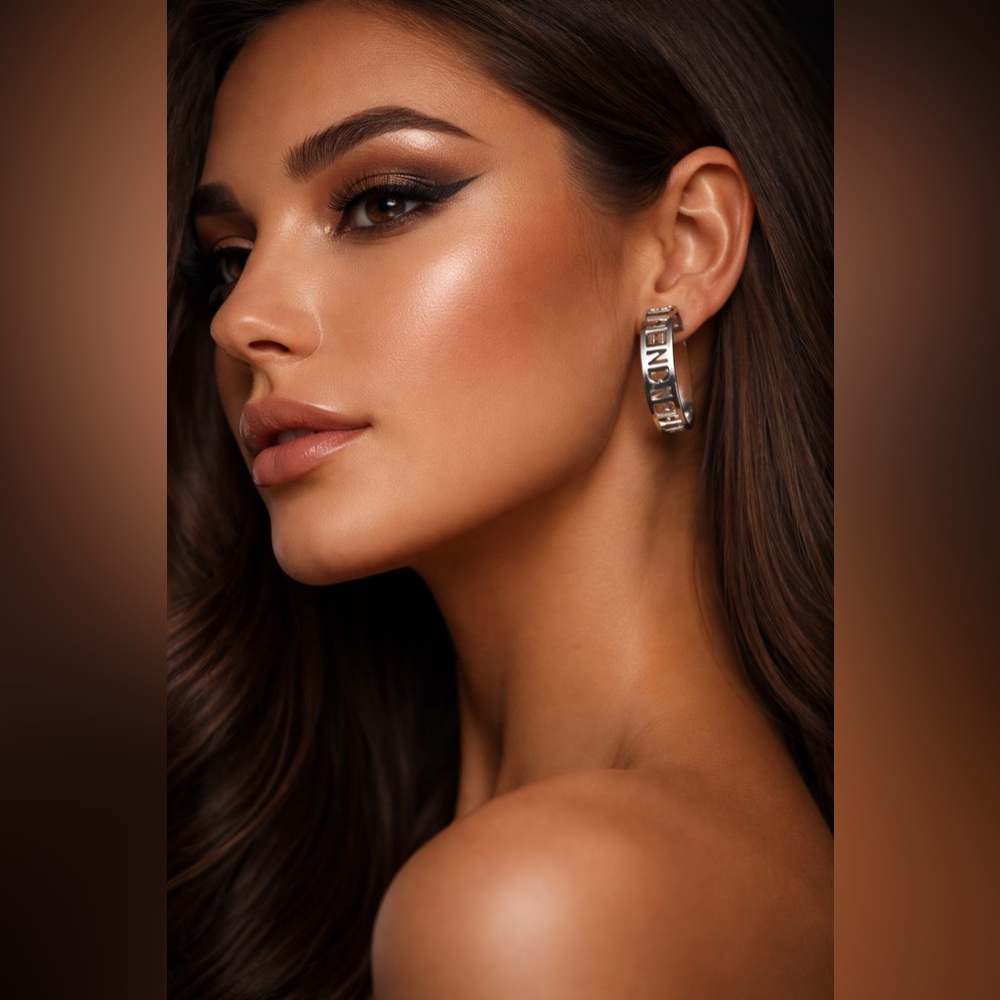 Luxury Silver Hoop Earrings - Picture 3 of 3
